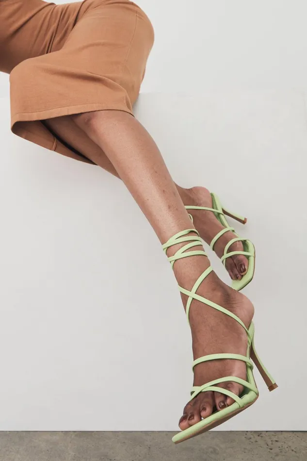 Meshki Shoes Milly Faux Leather Wrap Around Heels 8211 Lime Green Limegreen 8211 Women Meshki Shoes Milly Faux Leather Wrap Around Heels 8211 Lime Green Limegreen 8211 Women