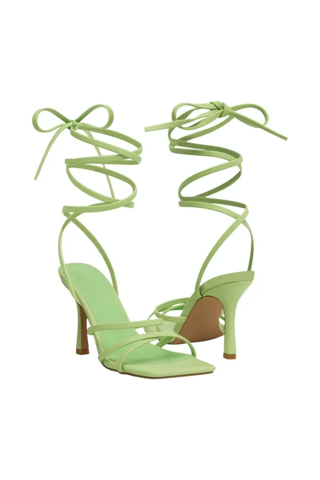 Meshki Shoes Milly Faux Leather Wrap Around Heels 8211 Lime Green Limegreen 8211 Women Meshki Shoes Milly Faux Leather Wrap Around Heels 8211 Lime Green Limegreen 8211 Women