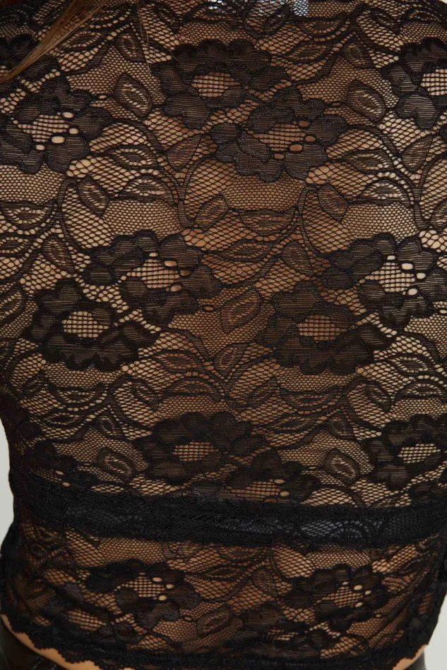 Meshki Short Sleeve Tops Farrah Stretch Lace Vintage Top 8211 Black Black 8211 Women