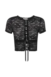 Meshki Short Sleeve Tops Farrah Stretch Lace Vintage Top 8211 Black Black 8211 Women