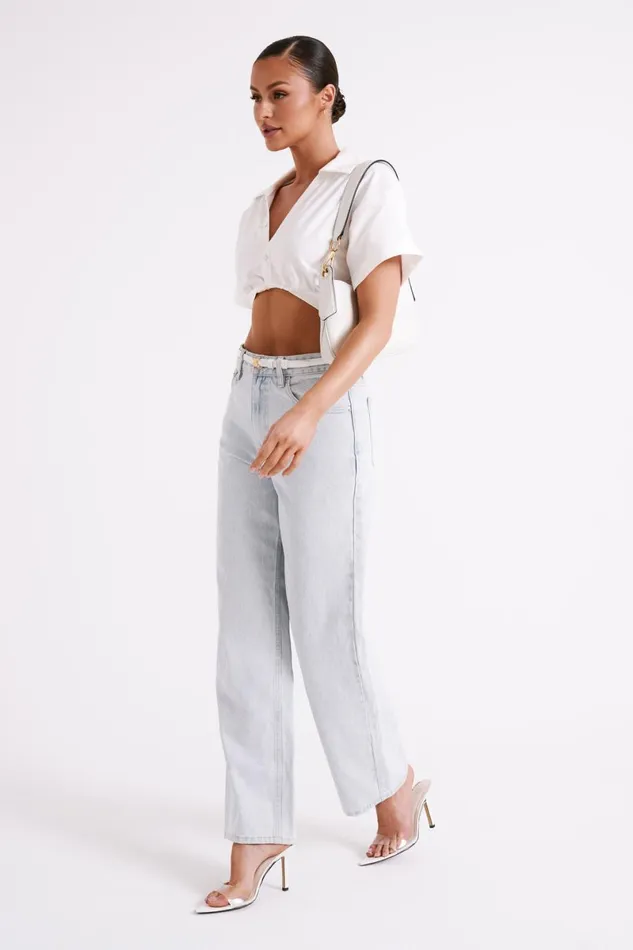 Meshki Short Sleeve Tops Mavis Twist Front Cotton Shirt 8211 White White 8211 Women