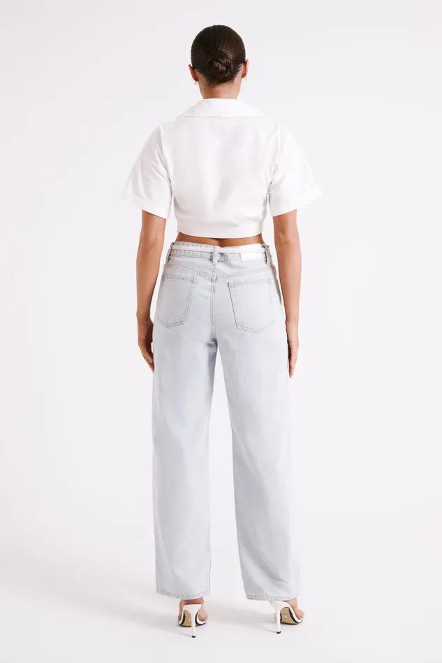 Meshki Short Sleeve Tops Mavis Twist Front Cotton Shirt 8211 White White 8211 Women