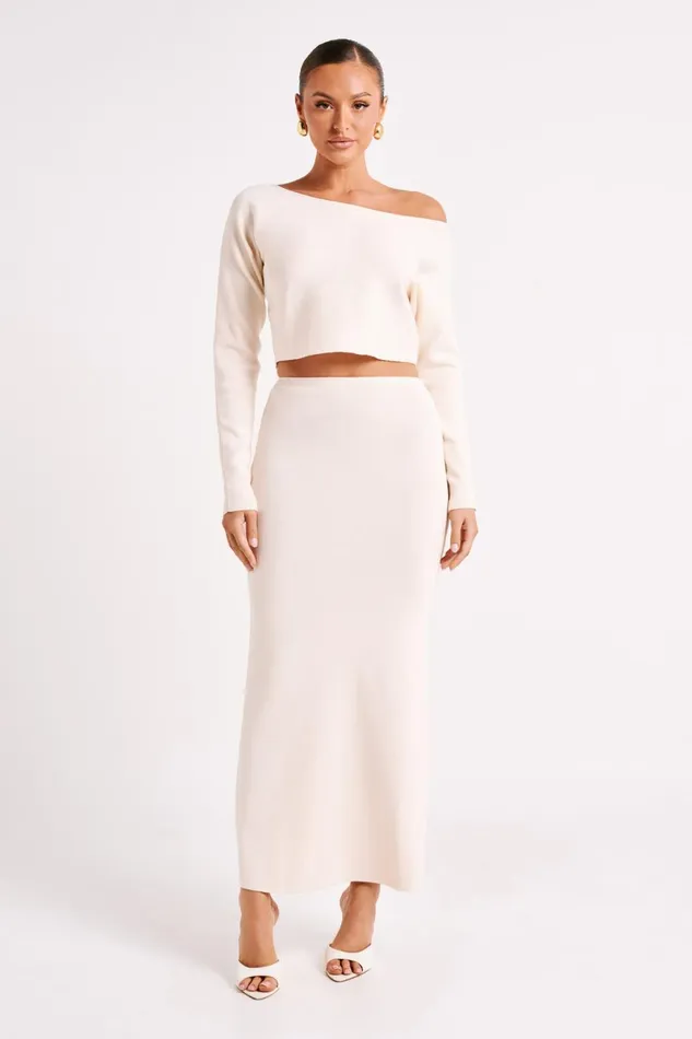 Meshki Skirts Avani Mid Rise Knit Maxi Skirt 8211 Ivory Ivory 8211 Women