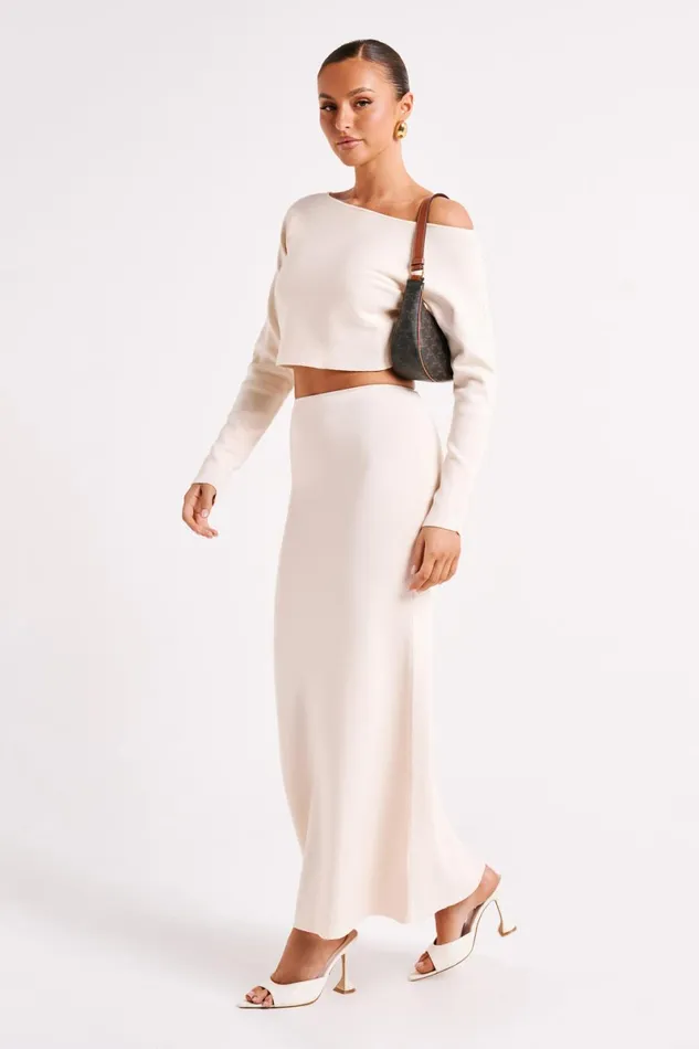 Meshki Skirts Avani Mid Rise Knit Maxi Skirt 8211 Ivory Ivory 8211 Women