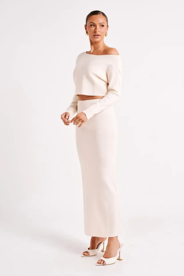 Meshki Skirts Avani Mid Rise Knit Maxi Skirt 8211 Ivory Ivory 8211 Women