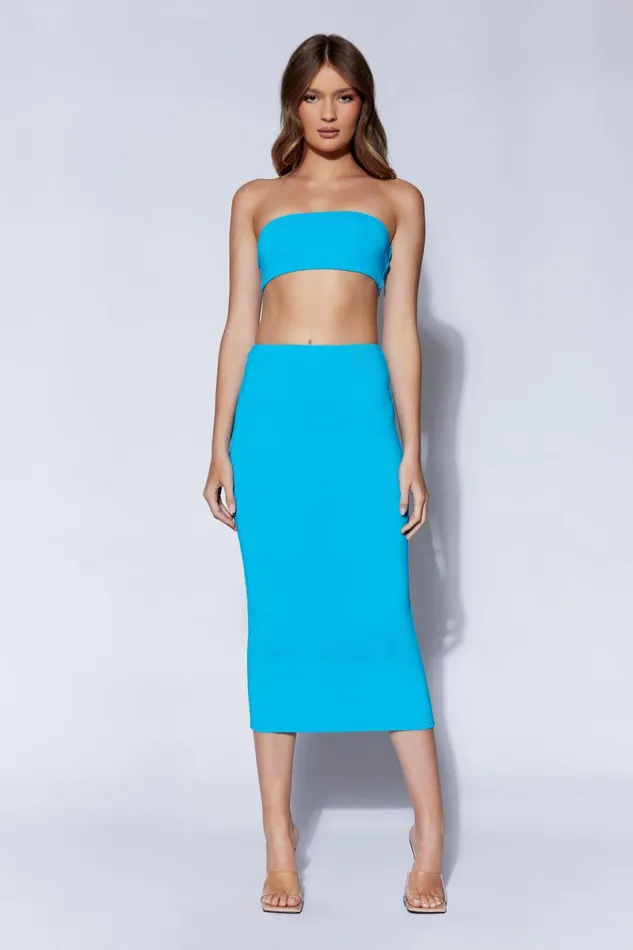 Meshki Skirts Charley Midi Skirt 8211 Cyan Blue Cyanblue 8211 Women Meshki Skirts Charley Midi Skirt 8211 Cyan Blue Cyanblue 8211 Women