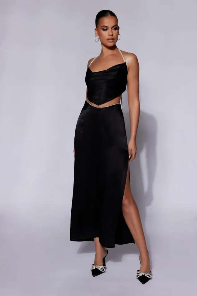 Meshki Skirts Christie Diamante Rope Maxi Skirt 8211 Black Black 8211 Women