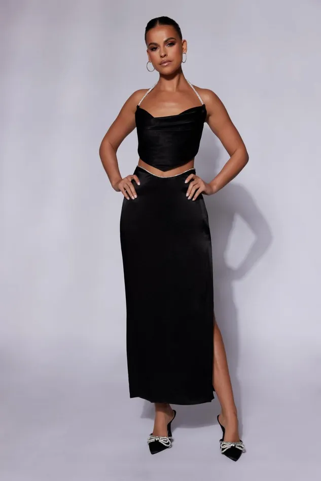 Meshki Skirts Christie Diamante Rope Maxi Skirt 8211 Black Black 8211 Women Meshki Skirts Christie Diamante Rope Maxi Skirt 8211 Black Black 8211 Women