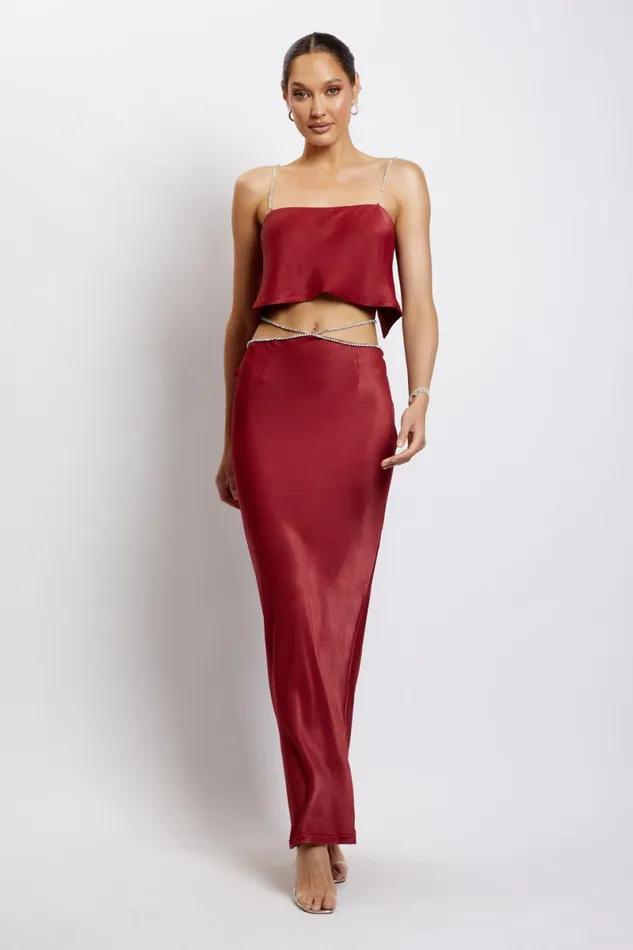 Meshki Skirts Dayana Diamante Maxi Skirt 8211 Wine Wine 8211 Women