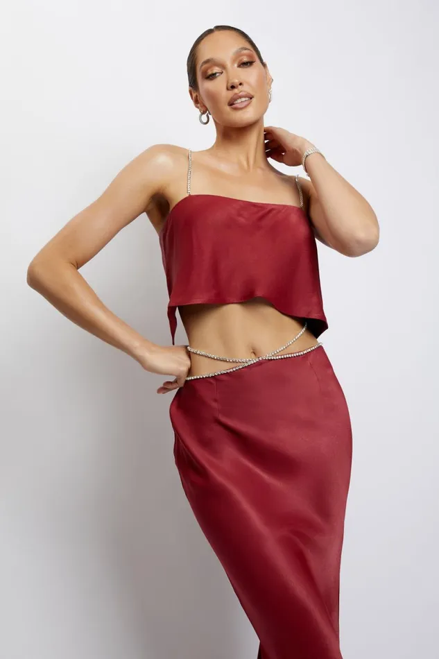 Meshki Skirts Dayana Diamante Maxi Skirt 8211 Wine Wine 8211 Women Meshki Skirts Dayana Diamante Maxi Skirt 8211 Wine Wine 8211 Women