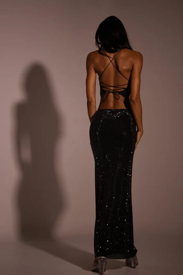 Meshki Skirts Erika Diamante Maxi Skirt 8211 Black Black 8211 Women