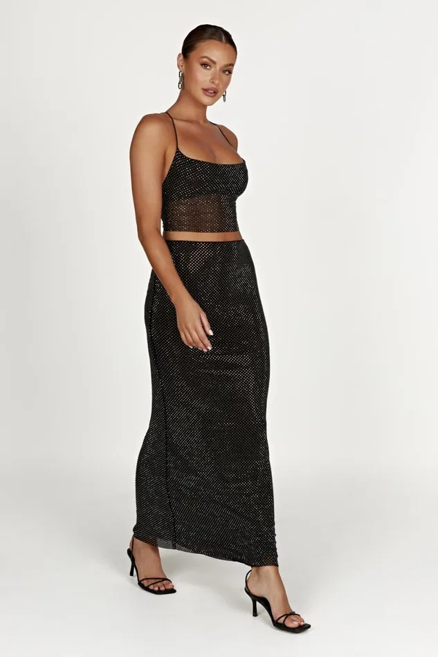 Meshki Skirts Erika Diamante Maxi Skirt 8211 Black Black 8211 Women