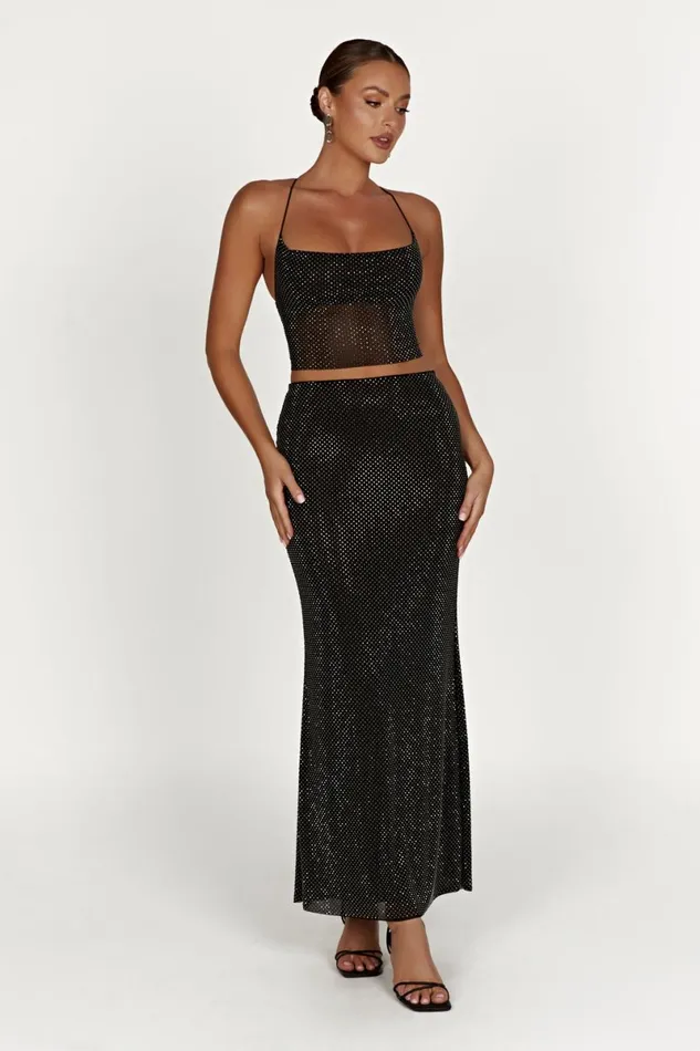 Meshki Skirts Erika Diamante Maxi Skirt 8211 Black Black 8211 Women