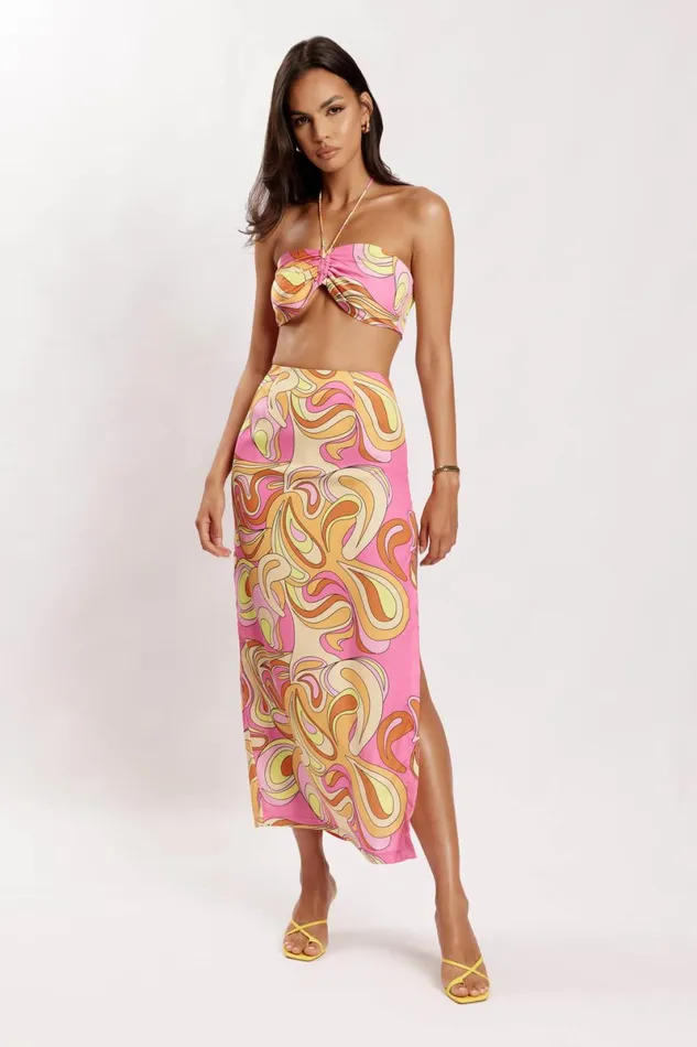 Meshki Skirts Frankie Two Tone Satin Maxi Skirt 8211 Psychedelic Print Psychedelicprint 8211 Women Meshki Skirts Frankie Two Tone Satin Maxi Skirt 8211 Psychedelic Print Psychedelicprint 8211 Women