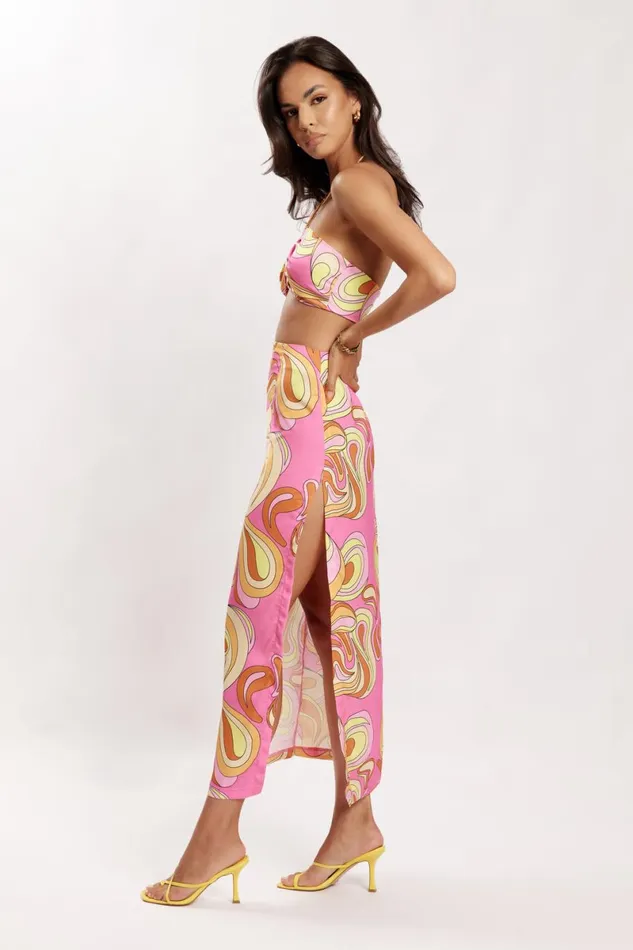 Meshki Skirts Frankie Two Tone Satin Maxi Skirt 8211 Psychedelic Print Psychedelicprint 8211 Women Meshki Skirts Frankie Two Tone Satin Maxi Skirt 8211 Psychedelic Print Psychedelicprint 8211 Women
