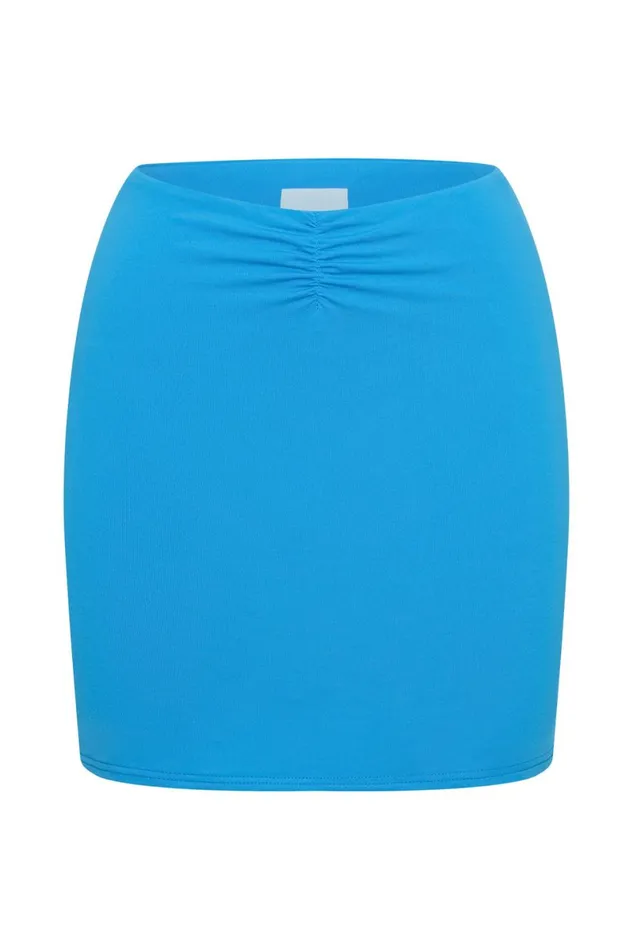 Meshki Skirts Kara Ruched Front Mini Skirt 8211 Cyan Blue Cyanblue 8211 Women Meshki Skirts Kara Ruched Front Mini Skirt 8211 Cyan Blue Cyanblue 8211 Women