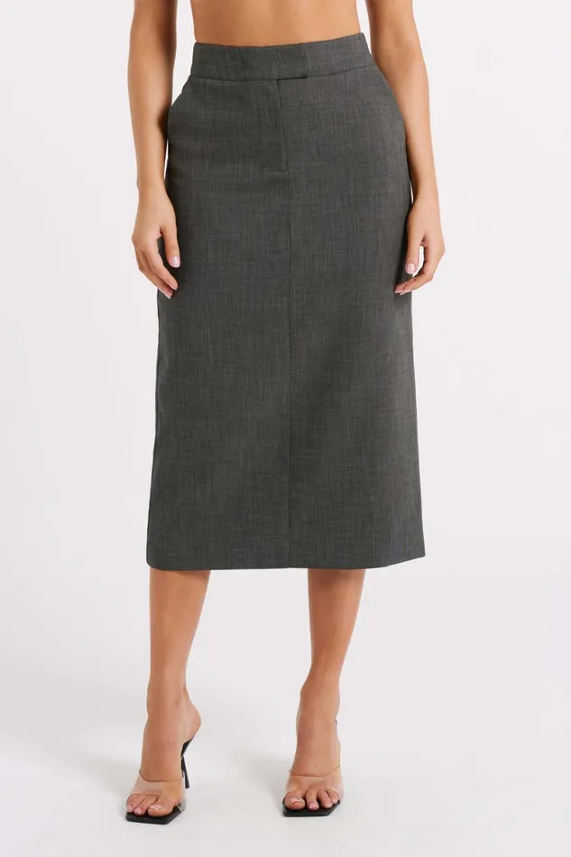 Meshki Skirts Marcie Textured Suiting Midi Skirt 8211 Charcoal Charcoal 8211 Women