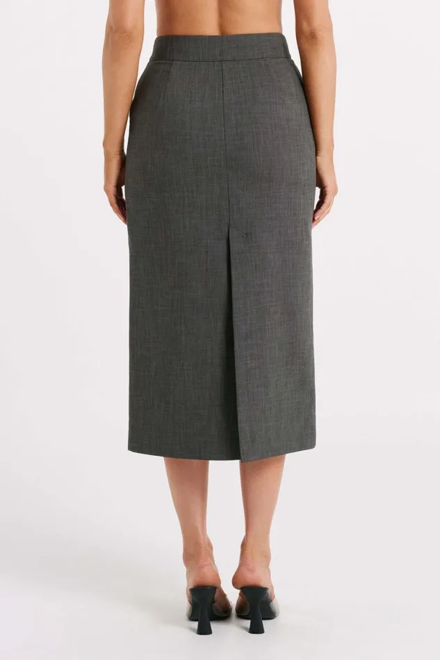 Meshki Skirts Marcie Textured Suiting Midi Skirt 8211 Charcoal Charcoal 8211 Women