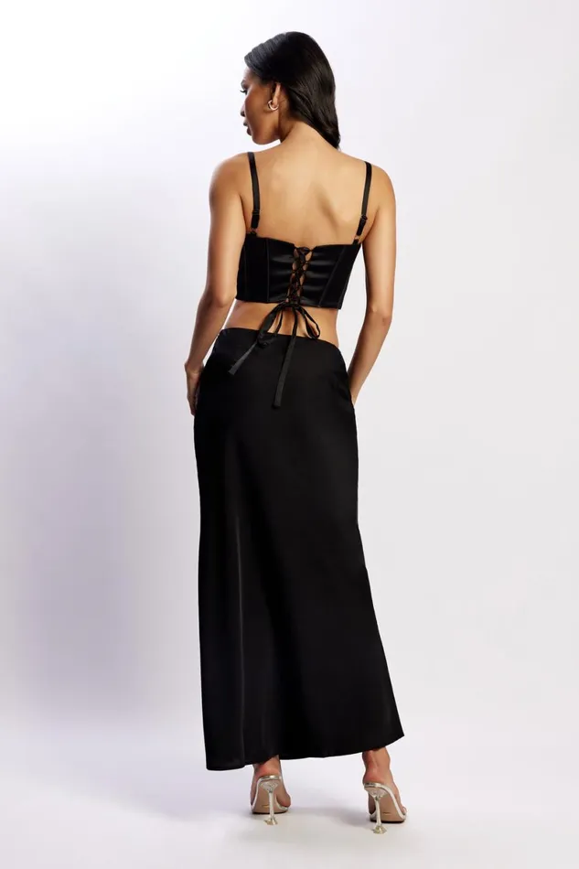 Meshki Skirts Missy Maxi Satin Skirt 8211 Black Black 8211 Women