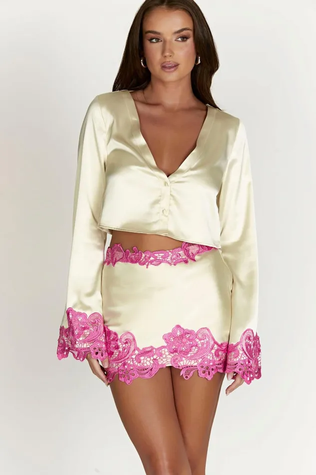 Meshki Skirts Niamh Micro Mini Skirt With Lace 8211 Nude Nude 8211 Women