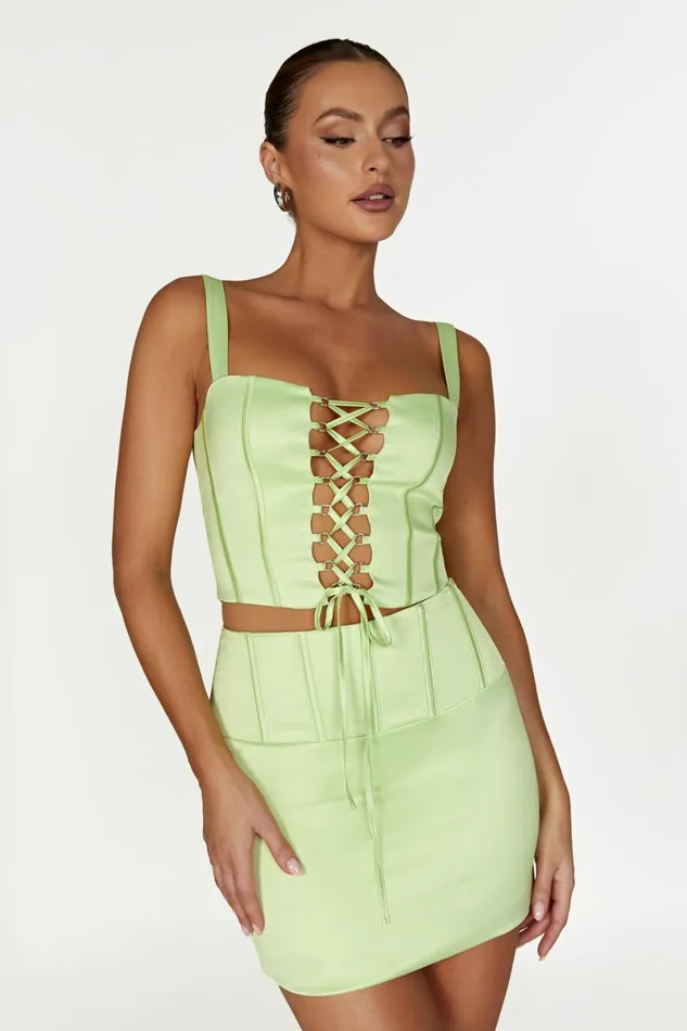 Meshki Skirts Scarlet Corset Mini Skirt 8211 Pistachio Green Pistachiogreen 8211 Women