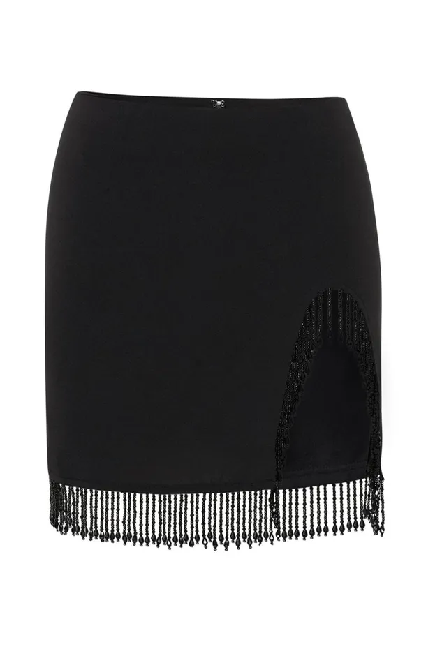 Meshki Skirts Stephanie Fringe Mini Skirt 8211 Black Black 8211 Women