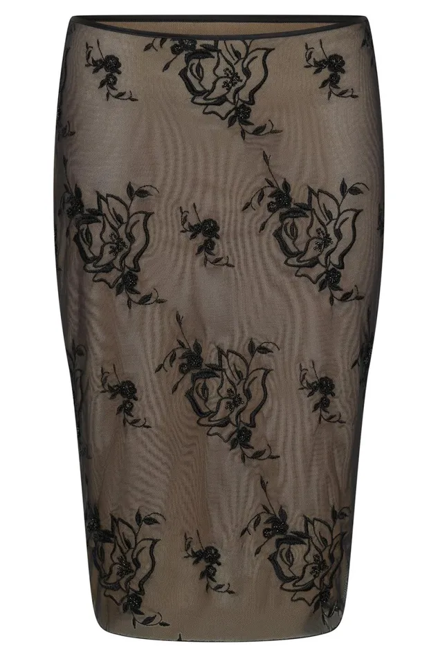 Meshki Skirts Xena Embroidered Mesh Midi Skirt 8211 Black Black 8211 Women