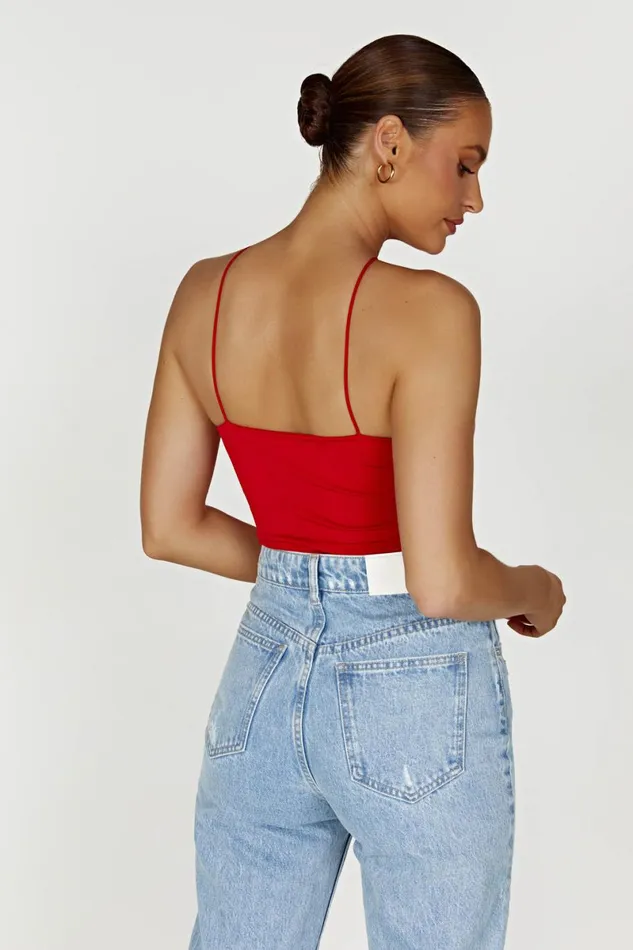 Meshki Sleeveless Tops Adeline Rose Halter Top 8211 Red Red 8211 Women