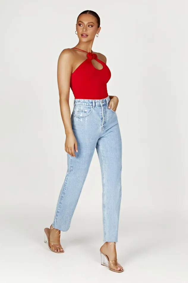 Meshki Sleeveless Tops Adeline Rose Halter Top 8211 Red Red 8211 Women