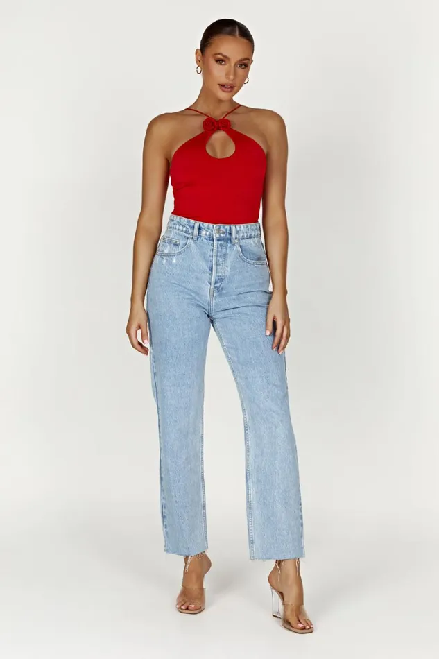Meshki Sleeveless Tops Adeline Rose Halter Top 8211 Red Red 8211 Women