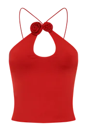 Meshki Sleeveless Tops Adeline Rose Halter Top 8211 Red Red 8211 Women