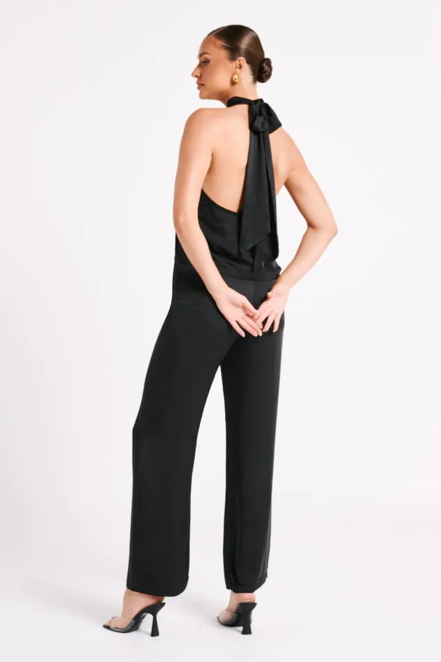 Meshki Sleeveless Tops Elisa Satin Halter Top 8211 Black Black 8211 Women