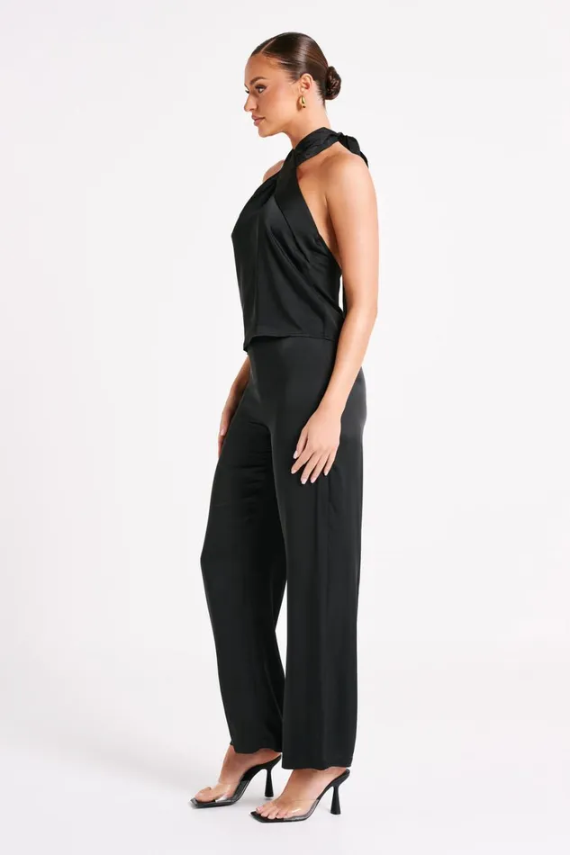 Meshki Sleeveless Tops Elisa Satin Halter Top 8211 Black Black 8211 Women