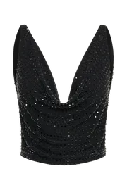 Meshki Sleeveless Tops Ellery Square Diamante Cowl Top 8211 Black Black 8211 Women