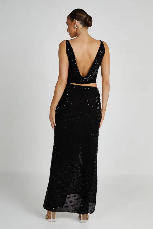 Meshki Sleeveless Tops Ellery Square Diamante Cowl Top 8211 Black Black 8211 Women