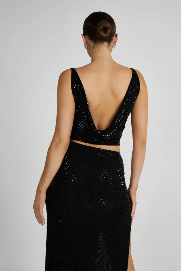 Meshki Sleeveless Tops Ellery Square Diamante Cowl Top 8211 Black Black 8211 Women