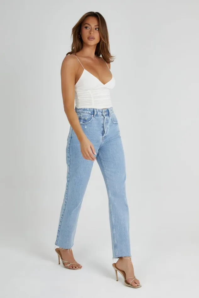Meshki Sleeveless Tops Lillian Jersey Gathered Top 8211 White White 8211 Women