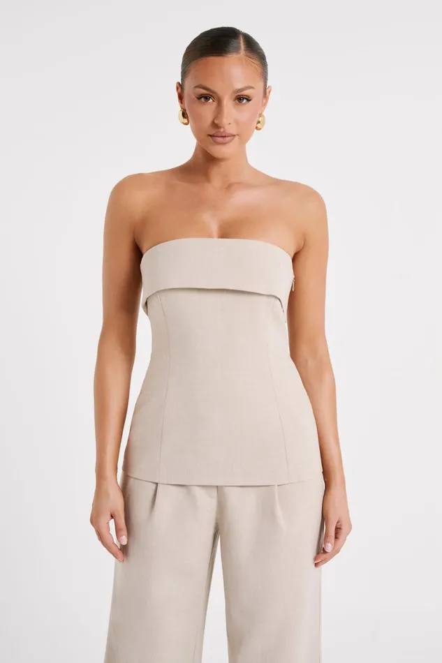 Meshki Sleeveless Tops Natalie Textured Strapless Top 8211 Natural Natural 8211 Women