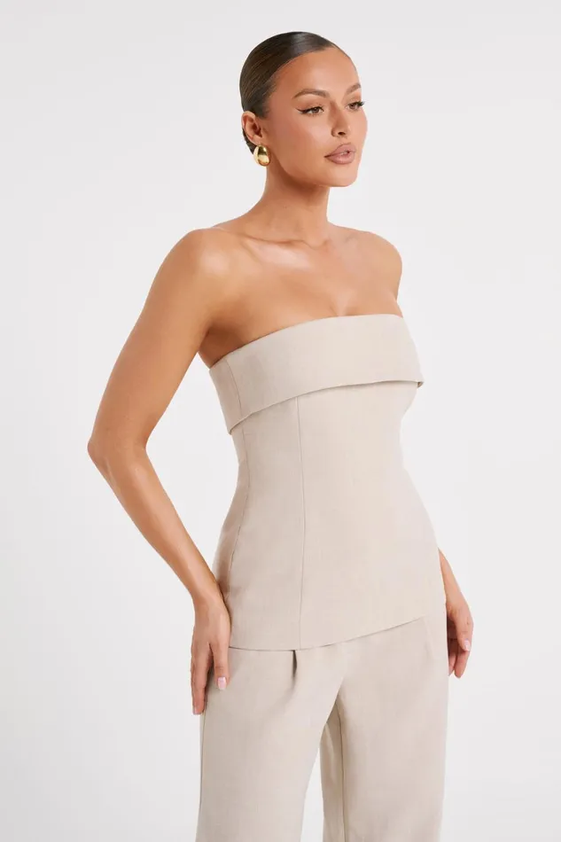 Meshki Sleeveless Tops Natalie Textured Strapless Top 8211 Natural Natural 8211 Women