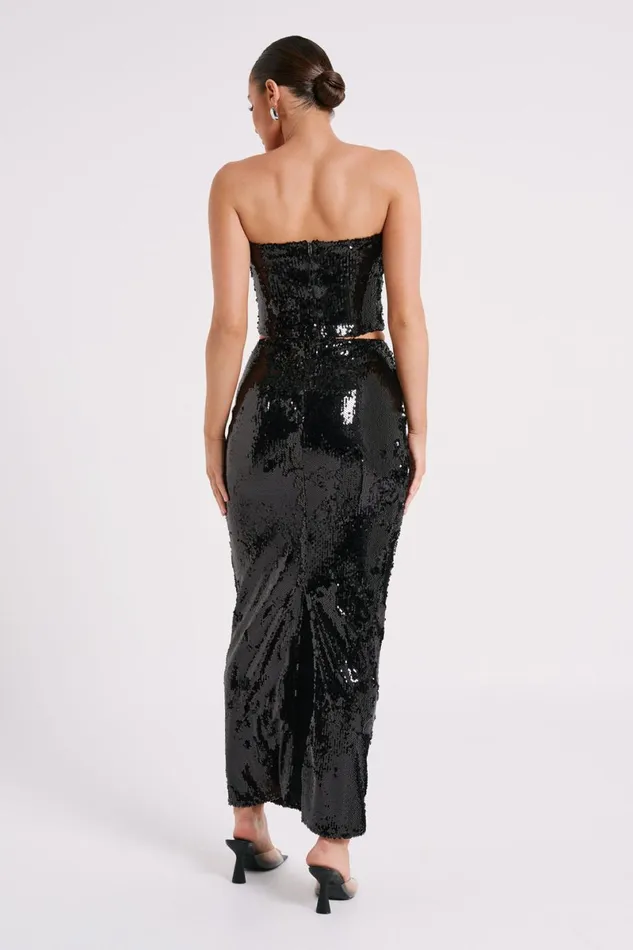 Meshki Sleeveless Tops Zariah Strapless Sequin V Corset 8211 Black Black 8211 Women