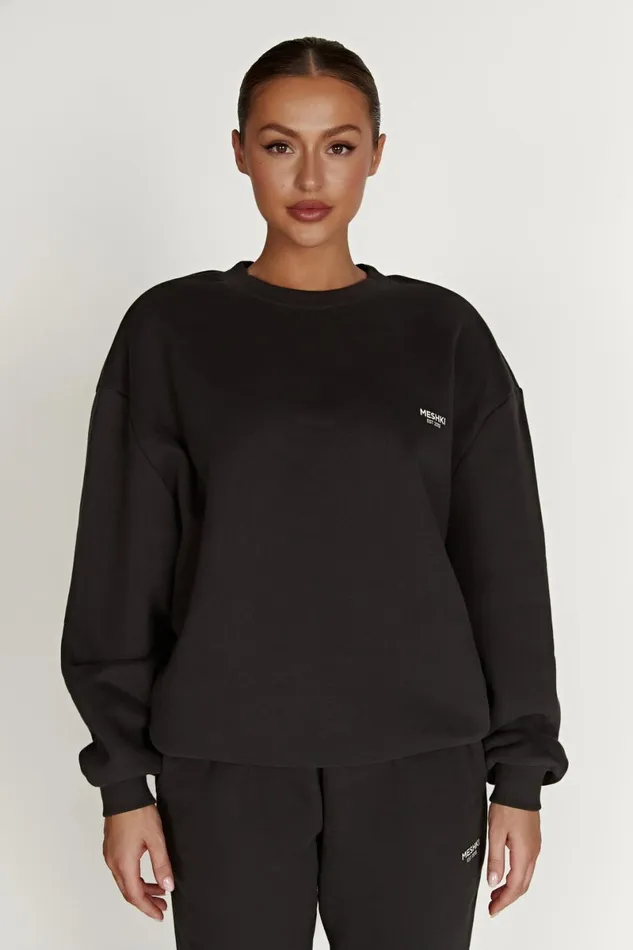 Meshki Sweaters and Hoodies Phoenix Oversized Unisex Crewneck Jumper 8211 Dusk Black Duskblack 8211 Women