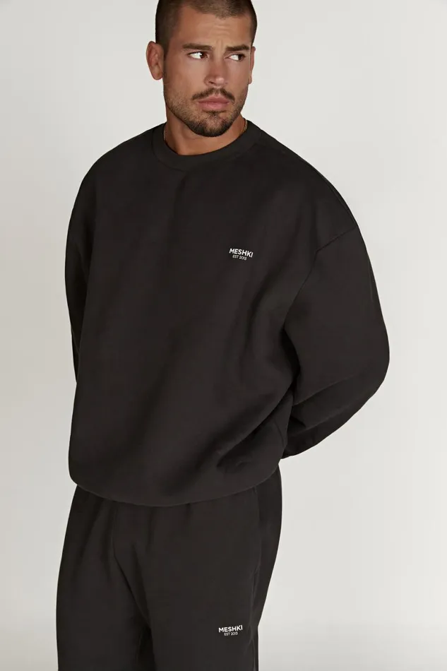 Meshki Sweaters and Hoodies Phoenix Oversized Unisex Crewneck Jumper 8211 Dusk Black Duskblack 8211 Women