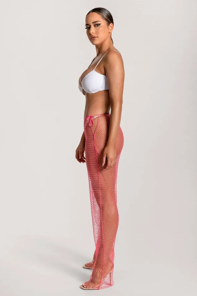 Meshki Swimwear Shimmi Fishnet Diamante Wide Leg Pants 8211 Pink Pink 8211 Women Meshki Swimwear Shimmi Fishnet Diamante Wide Leg Pants 8211 Pink Pink 8211 Women