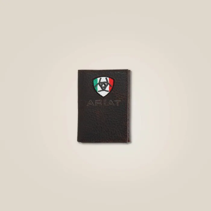 Mexico Shield Trifold Wallet Brown Men Ariat Bags and Wallets