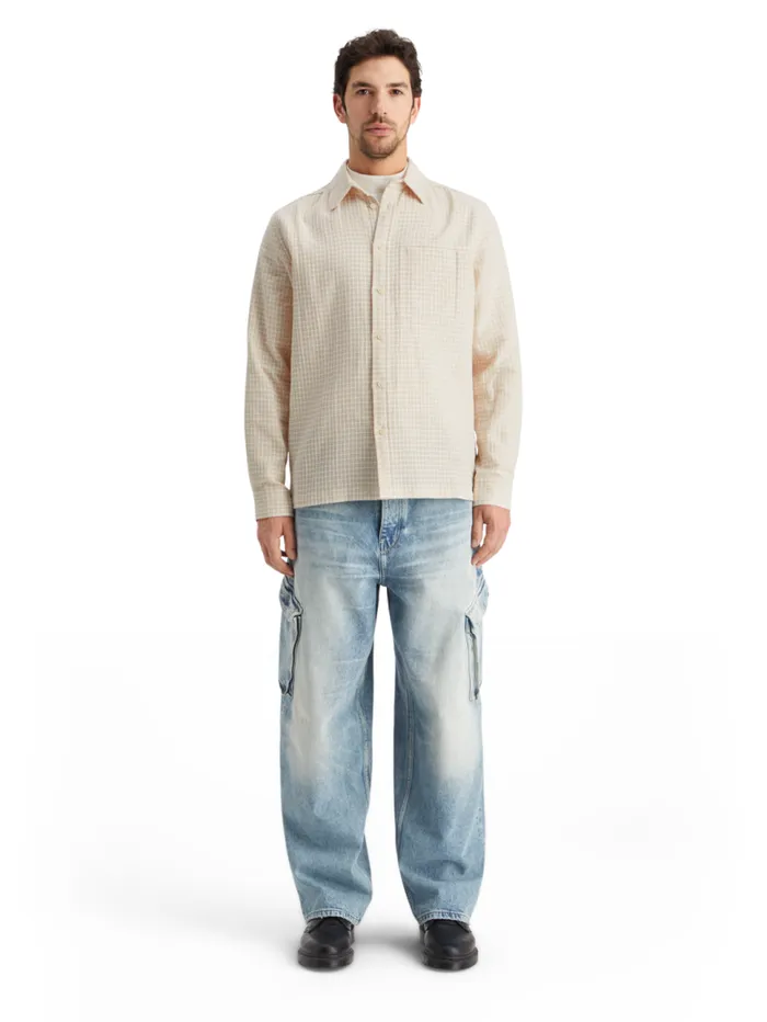 Micro Dobby Check Shirt Parchment Men Scotch and Soda Shirts
