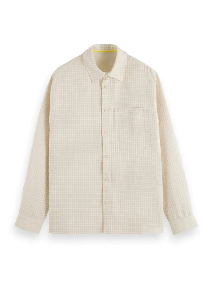 Micro Dobby Check Shirt Parchment Men Scotch and Soda Shirts