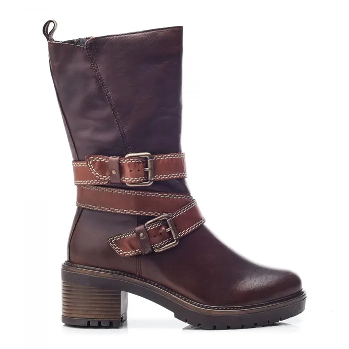 MidCalf Boots Women Moda In Pelle Bayeux Dark Brown Leather