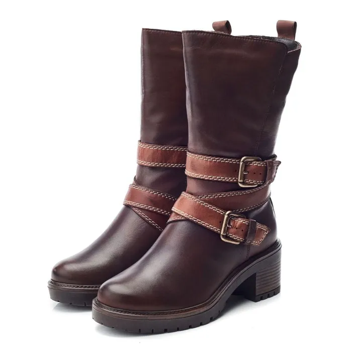 MidCalf Boots Women Moda In Pelle Bayeux Dark Brown Leather