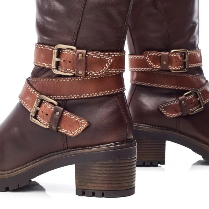 MidCalf Boots Women Moda In Pelle Bayeux Dark Brown Leather