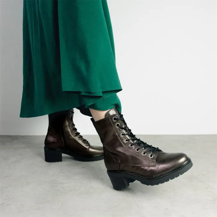 MidCalf Boots Women Moda In Pelle Bellzie Pewter Metallic Leather